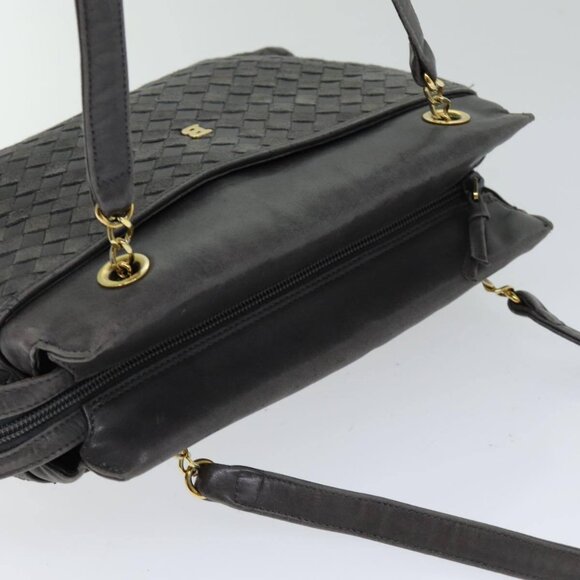 BALLY Shoulder Bag Leather Gray Auth yb580 - Picture 6 of 16